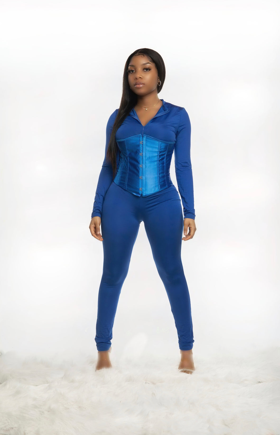 Blue Jumpsuit With Corset